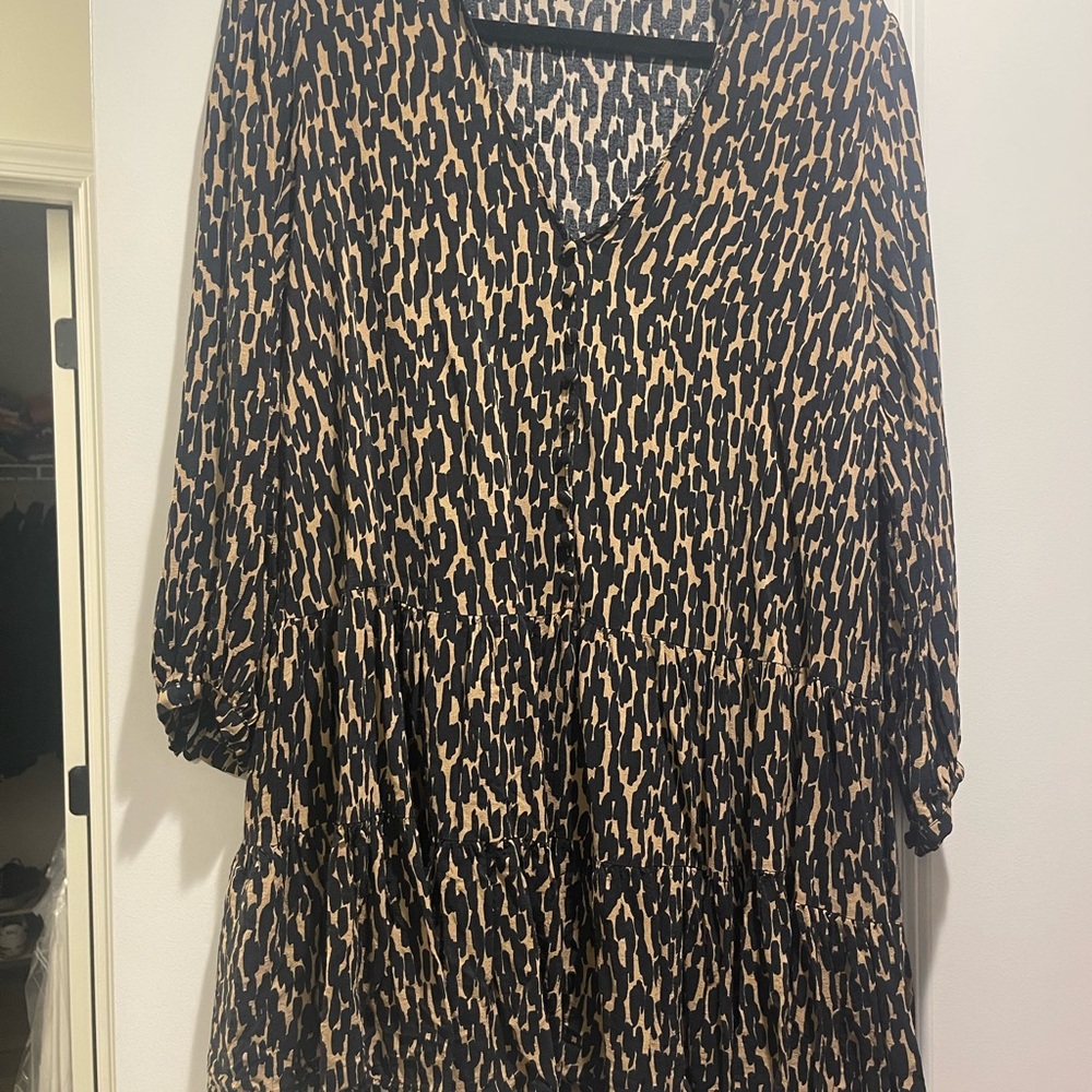 Zara Animal Print Dress in Black and Tan